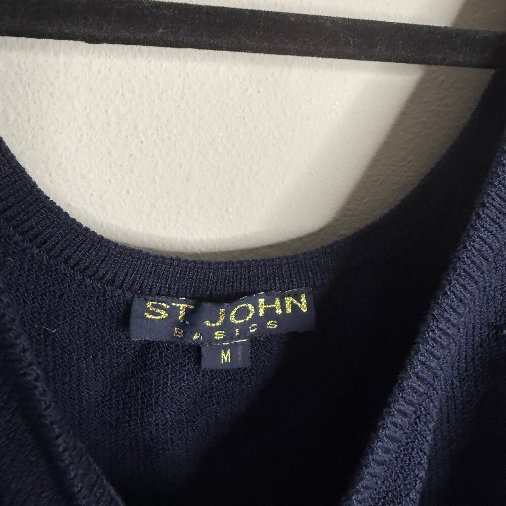 St. John Basics Womens Medium Navy Blue Vintage Santana Knit Scoop Neck Tank Top - Picture 5 of 6